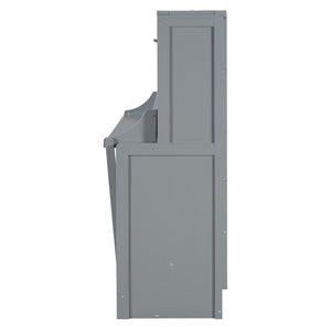 English Elm Full Size Murphy Bed With Hydraulic Lift & Integrated Desk For Space-Saving, Gray Pinewood Design N820S00032E