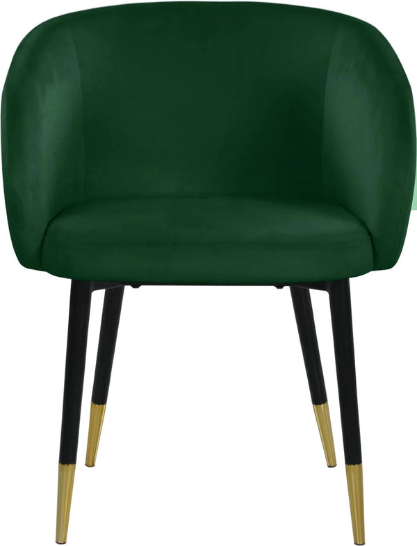 English Elm 1pc Velvet Barrel Back Accent Chair Gold Nailhead Trim Glamorous Curved Seat Green B011P496763