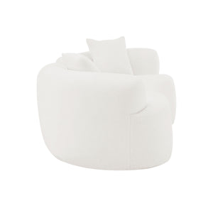 English Elm 66.93 Curved Loveseat 73" Heart-Shaped Teddy Velvet Sofa Full Foam & Spring Support, No-Assembly Cozy Compact White W3612P332115