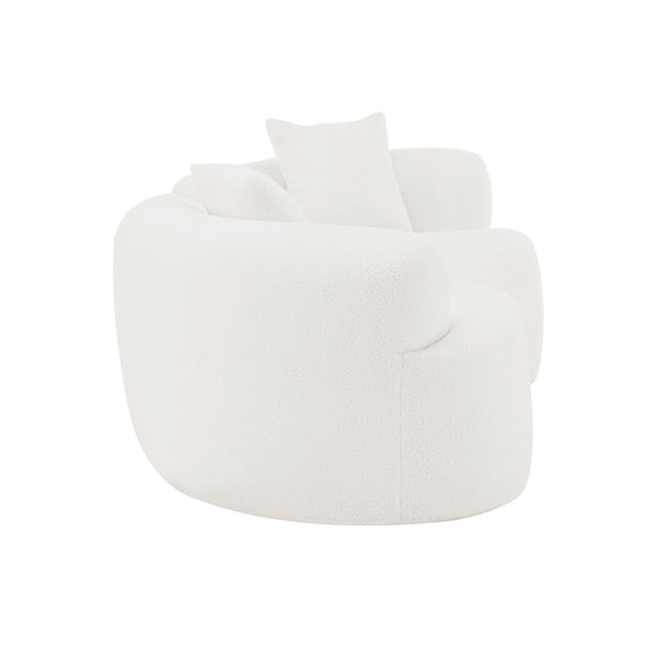 English Elm 66.93 Curved Loveseat 73" Heart-Shaped Teddy Velvet Sofa Full Foam & Spring Support, No-Assembly Cozy Compact White W3612P332115