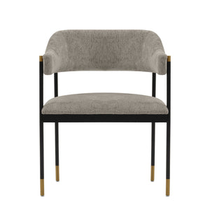 English Elm Lia Metal Chenille Armchair with Brushed Gold Accents, Floating Back Design, Luxurious Comfort Stone Gray B365P397705