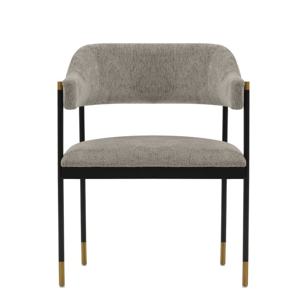 English Elm Lia Metal Chenille Armchair with Brushed Gold Accents, Floating Back Design, Luxurious Comfort Stone Gray B365P397705