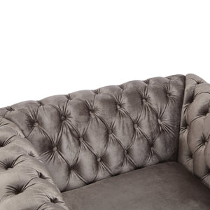 English Elm Christopher Knight Home® - Chesterfield Velvet Club Chair with Button-Tufted Diamond Stitch, Nailhead Trim, Solid Wood Frame N776P309421D