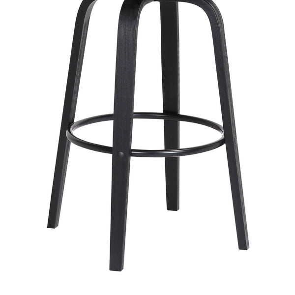 English Elm Willow Swivel Barstool Gray Faux Leather Seat Matte Black Wood Frame Kitchen Island B2736P464839