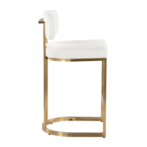 English Elm Fixed-height Barstools Powder Coated Steel Frame Brown Upholstered Seat Set of Two Cream B202P471212