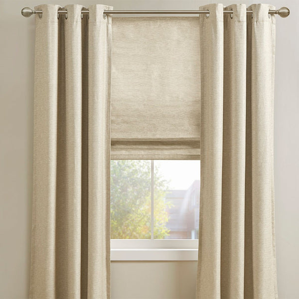 English Elm Printed Faux Silk Room Darkening Cordless Roman Shade with Thermal Foam Backing and OEKO‑TEX Safety taupe 5.05 L x 11.42 W x 7.48 H B03598311