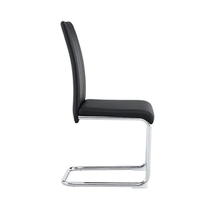 English Elm Tempered Glass Rectangular Dining Set Seats 6 with Chrome Legs and Black Pu Chairs W3875S00045