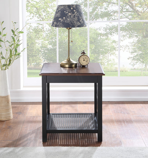OSP Home Furnishings Oxford Side Table Black Frame / Cherry Top