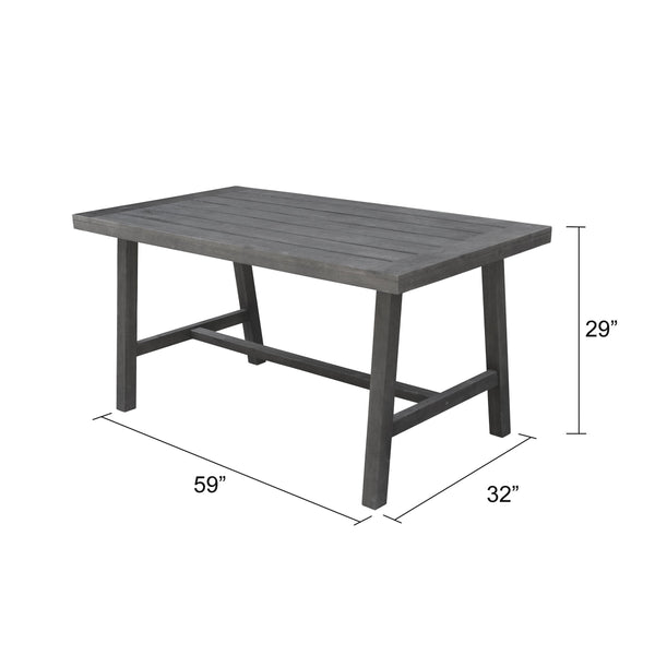 English Elm Miami Outdoor Patio Picnic Dining Table - 100% Acacia Hardwood, Durable Weather-Ready Design, 59" L Gray Wash B093P401105