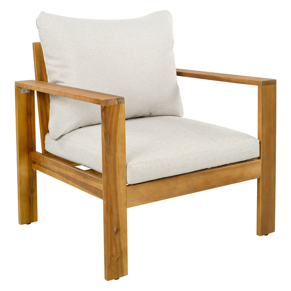 English Elm Outdoor Acacia Hardwood Patio Chair with Water-repellent Cushions for Deck or Garden N757P354831B