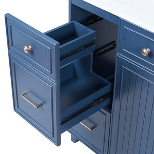 English Elm 36" Modern Bathroom Vanity with Ceramic Sink, Soft-Close Doors, Double-Layer Drawer & Storage Elegance Blue N729P289163C