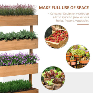 English Elm Outsunny Vertical Garden Planter - Stylish 4-Tier Wooden Box For Easy Planting Of Herbs & Flowers W2225P200807-GIGA