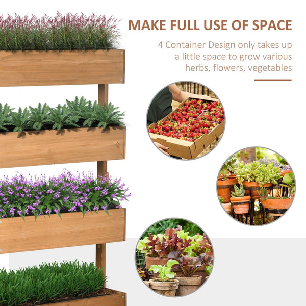 English Elm Outsunny Vertical Garden Planter - Stylish 4-Tier Wooden Box For Easy Planting Of Herbs & Flowers W2225P200807-GIGA