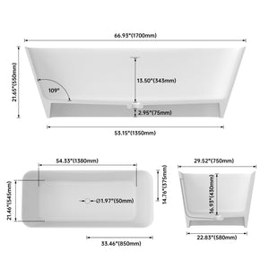 English Elm 67 Inch Freestanding Soaking Tub Eco Stone Resin Matte Finish Spa Bath Retreat T3785P353971
