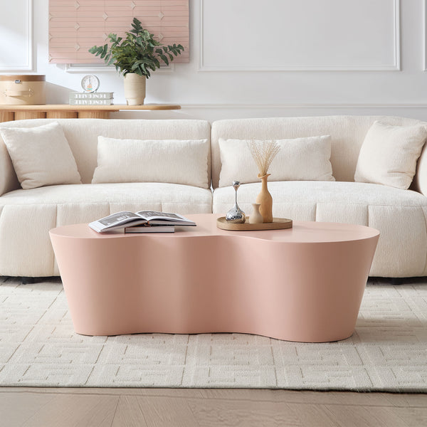 English Elm 50 Inch Sculptural Fiberglass Coffee Table Ready to Use Focal Point for Modern Living Rooms Pink W876P452392