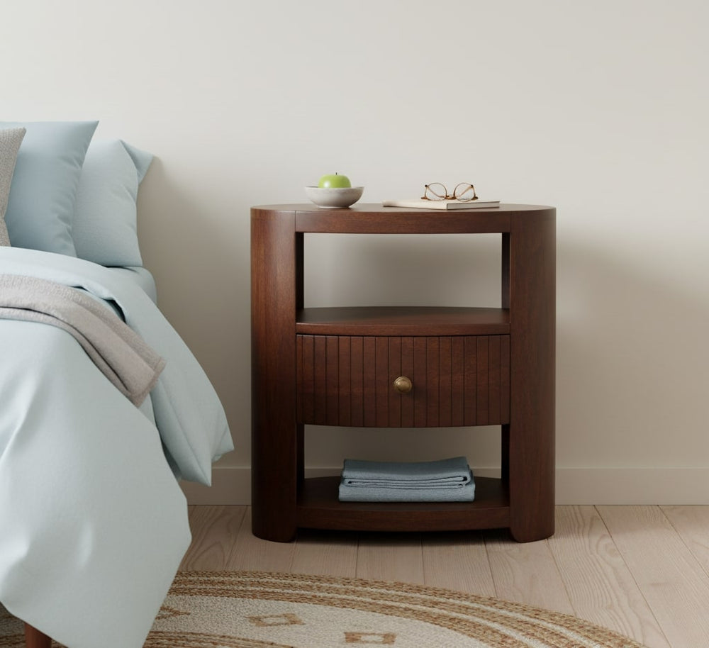 English Elm Artisan Mango Wood Nightstand Handcrafted Bohemian Rustic Bedroom Side Table B182P433799