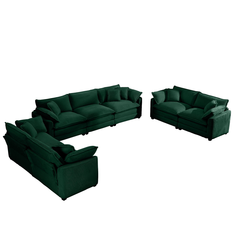 English Elm Modern 2-Piece Fabric Sofa Set In Green Corduroy - Stylish, Comfortable & Versatile For Any Room W714S00814