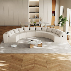 English Elm Corduroy Curved Sectional Sofa – Plush Modular Six-Piece Set With 12 Pillows For Cozy Spaces W834S00347