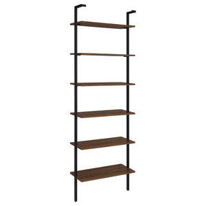 English Elm Christy 96" Walnut Six-Shelf Open-Back Wall Bookshelf — Modern Minimalist Storage for Books & Decor B062P299813