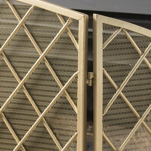 English Elm Christopher Knight Home® - FIRE Amiyah 3-Panel Iron Fireplace Screen - Decorative Protective Mesh Shield for Hearth Safety and Style Gold 61127.00GLD