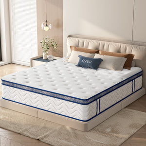 English Elm Full Size Mattress - 12" Hybrid With Pocketed Coils, Medium Firm, Hypoallergenic Comfort & Support W2889P335716