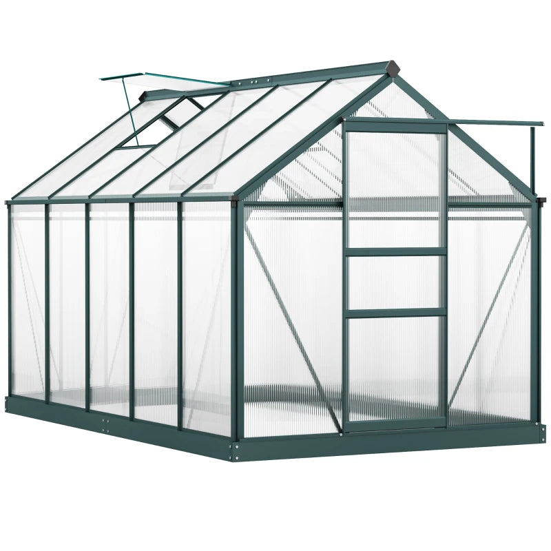 English Elm Walk-in Outdoor Greenhouse Polycarbonate Panels Aluminum Frame Uv Protection Rooftop Vent T3971S00163