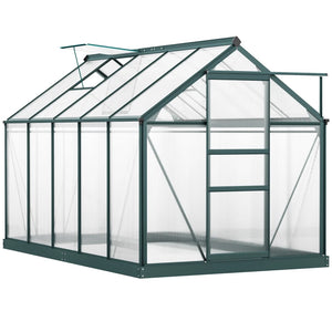 English Elm Walk-in Outdoor Greenhouse Polycarbonate Panels Aluminum Frame Uv Protection Rooftop Vent T3971S00163