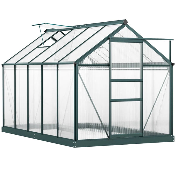 English Elm Walk-in Outdoor Greenhouse Polycarbonate Panels Aluminum Frame Uv Protection Rooftop Vent T3971S00163