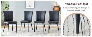 English Elm Expandable Dining Set with Six Pu Leather Chairs Dual Tone Modern Table W1151S04703