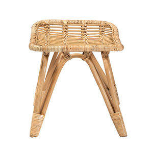 English Elm Modern Rattan Woven Square Footstool Openwork Boho Accent for Living Spaces B2750P467637