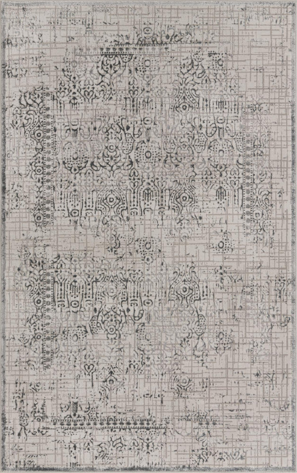 Unique Loom Aberdeen Stanhope Machine Made Border Rug Gray, Beige/Ivory 5' 1" x 8' 0"