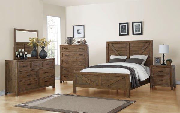 English Elm Wallace & Bay - Brown Sandstone Upholstered Queen Bed with Rustic Casual Design, Easy-Care Wood Frame, Elegant Appeal Brown B361S00006
