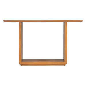 English Elm Mirod Acacia Veneer Console Table with U-base and Curved Edges for Entryway Brown N760P237958D
