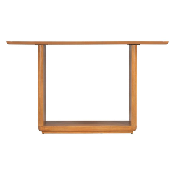 English Elm Mirod Acacia Veneer Console Table with U-base and Curved Edges for Entryway Brown N760P237958D
