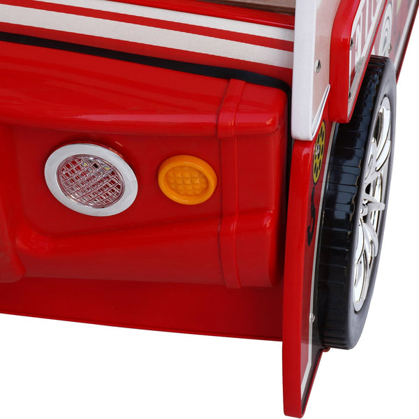 English Elm Little Heroes Fire Truck Bed - Cozy Low-Profile Floor Bed With Led Light For Imaginative Playtime Fun W2237S00022