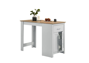 English Elm Alonzo Oak Finish Counter Height Dining Table with Cabinet Storage for Kitchen Nooks B061P160682