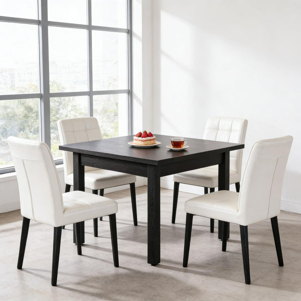 English Elm Mid-sized Square Dining Table Cracked Oak Rustic Brown Finish Seats Four Compact T3971P450363