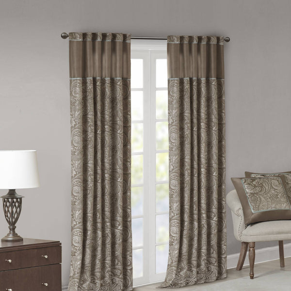 JLA Home Madison Park - Jacquard Lux Paisley Curtain Panels with Metallic Accents, OEKO‑TEX Certified Elegance for Home Decor 95 L x 50 W x 0.13H MP40-715