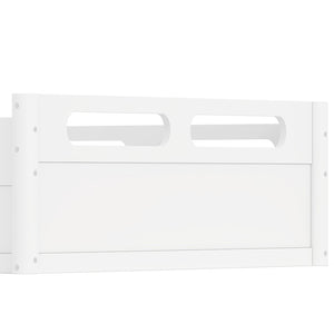 English Elm Twin Low Profile Floor Bed with Guardrails Pine Wood Frame Minimalist Bedroom White W1580P438792
