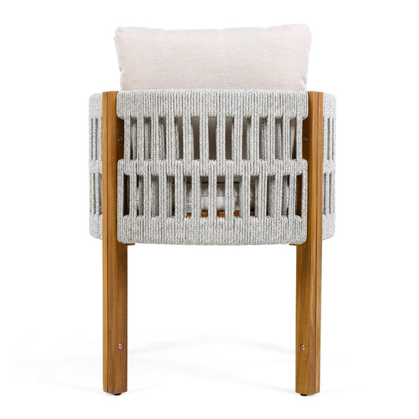 English Elm Acacia Wood Outdoor Dining Chair Set with Rope Arms and Waterproof Cushions N779P279983H
