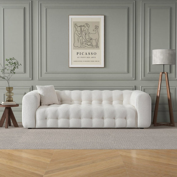 English Elm Eden Boucle Chesterfield Sofa Tufted Button Back Rolled Arms for Living Room B183P231861