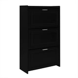 English Elm Shoe Storage Cabinet For Entryway With 3 Flip Drawers, Modern Shoe Organizer Cabinet, Free Standing Shoe Rack For Hallway, Living Room, Black