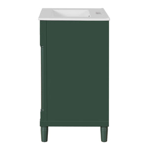 English Elm 24" Bathroom Vanity with Integrated Ceramic Sink and Adjustable Shelf, Vintage Hardware, Space-Saving Design Green N710P277711F