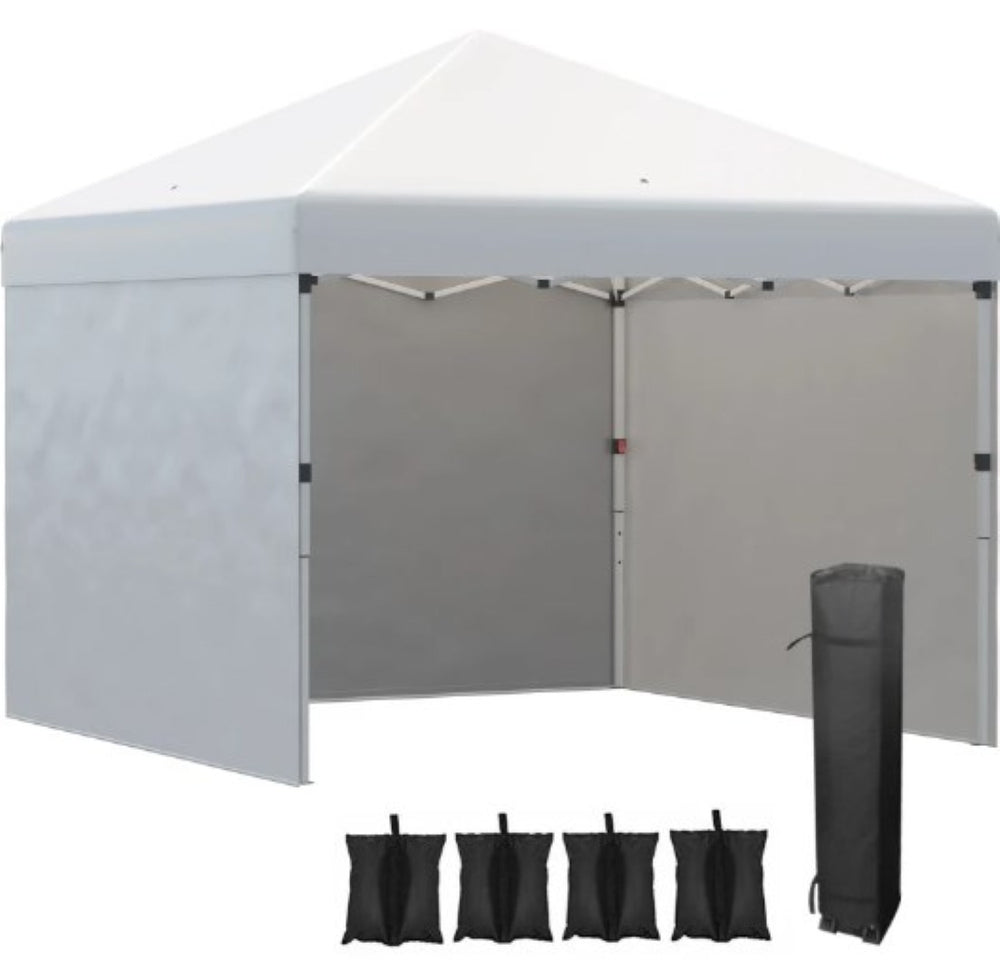 English Elm Height Adjustable Pop up Gazebo with Uv Oxford Canopy Three Sidewalls and Carry Bag T3971P426260