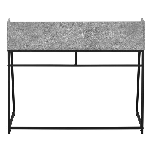 English Elm Computer Desk With Grey Stone Laminate Top & Black Metal Base - Modern Home Office Furniture Solution B2710P219836