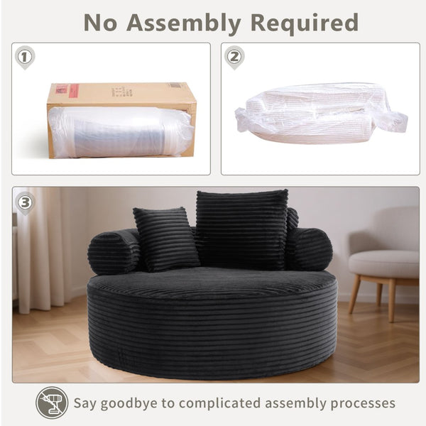 English Elm Round Sectional Sofa Bed with Memory Foam Cloud Cushions for Studio Apartments W3224P444272