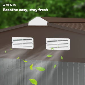 English Elm Backyard Galvanized Steel Storage Shed with Sliding Doors and Weather Resistant Build T3971S00161