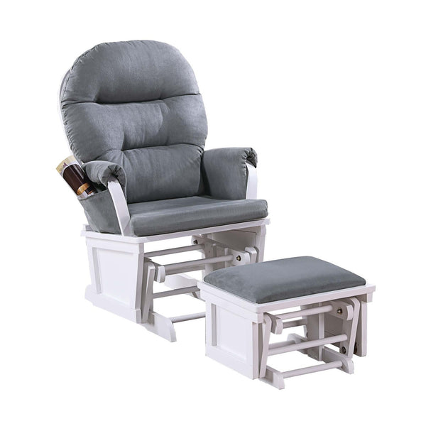 English Elm Glider Gray Microfiber Reclining Chair with Ottoman - Luxurious Smooth Gliding, Solid Wood Base, Pocket B011P375971