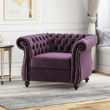 Christopher Knight Home® Blackberry Velvet Club Chair with Classic Chesterfield Design