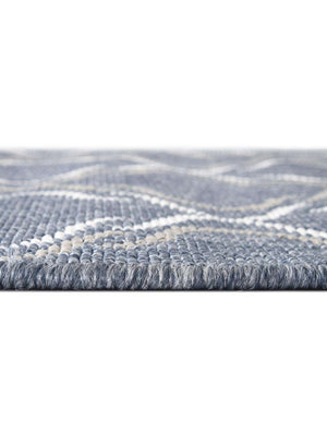 Unique Loom Outdoor Trellis Parmaklik Machine Made Lattice Rug Navy Blue, Ivory/Gray 7' 10" x 7' 10"